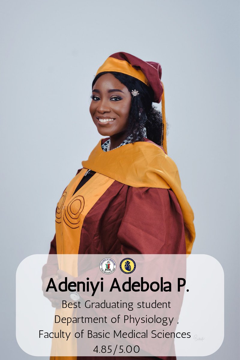 Deniyi_Adebola's tweet photo. BSc. (Hons) Physiology
First class Honors (4.85/5.00)

Best Graduating Student, Department of Physiology, College of Medicine UNILAG.

All thanks to God✨ https://t.co/r9cqKtG0Zs