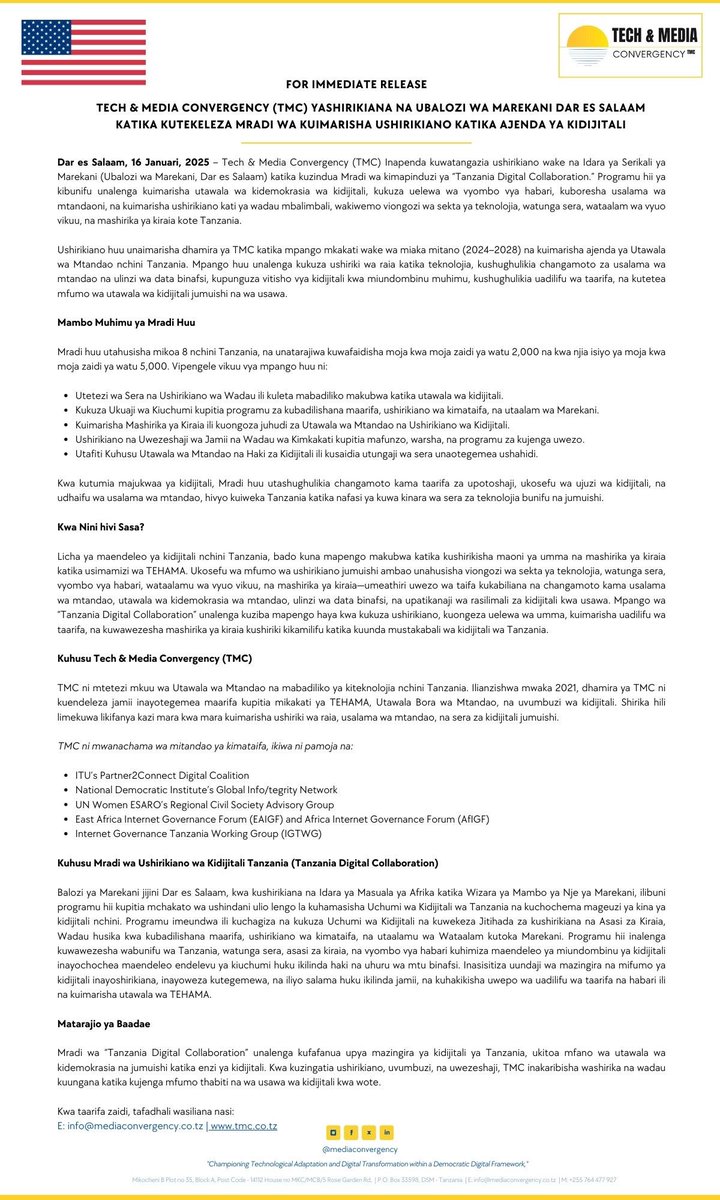 MediaConvergecy's tweet image. 𝗙𝗼𝗿 𝘁𝗵𝗲 𝗳𝘂𝗹𝗹 𝗽𝗿𝗲𝘀𝘀 𝗿𝗲𝗹𝗲𝗮𝘀𝗲 𝗶𝗻 𝗯𝗼𝘁𝗵 𝗘𝗻𝗴𝗹𝗶𝘀𝗵 𝗮𝗻𝗱 𝗦𝘄𝗮𝗵𝗶𝗹𝗶, 𝗽𝗹𝗲𝗮𝘀𝗲 𝘀𝗲𝗲 𝘁𝗵𝗲 𝗮𝘁𝘁𝗮𝗰𝗵𝗺𝗲𝗻𝘁𝘀 𝗯𝗲𝗹𝗼𝘄;
#TDCProgram #TDC2024