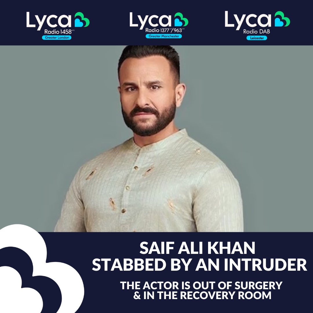 Bollywood actor Saif Ali Khan was injured after an intruder allegedly barged into his home in Mumbai and stabbed him.

The incident reportedly took place around 2.30am on Thursday, while the actor, 54, was sleeping

#LycaRadio #LycaRadiomcr #LycaRadioleics #SaifAliKhan