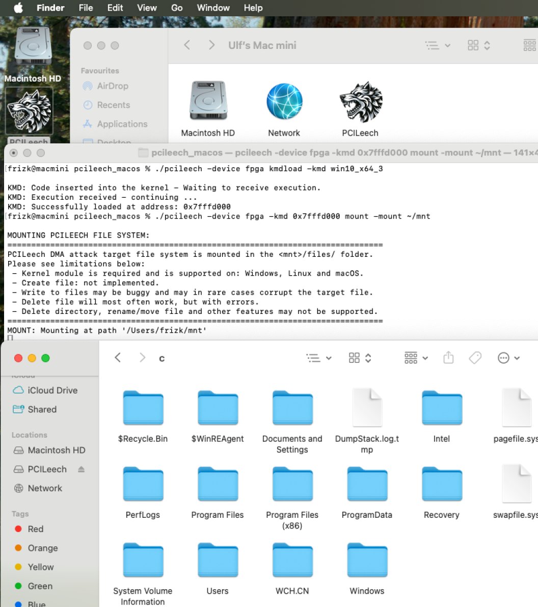 UlfFrisk's tweet image. PCILeech PCIe DMA attacks and MemProcFS memory forensics now runs on macOS analyzing Windows memory!
MemProcFS 5.14 and PCILeech 4.19 just released!
github.com/ufrisk/MemProc…
github.com/ufrisk/pcileech