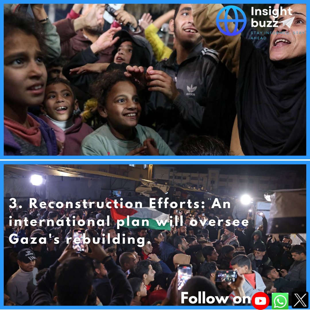 Insight_buzz's tweet photo. After 15 months of intense conflict Israel and Hamas have agreed to a ceasefire, with key stages including a gradual prisoner exchange, hostages' release, and reconstruction efforts in Gaza. A fragile step towards peace, but the real test is in its lasting impact. #GazaCeasefire https://t.co/U71GWgqSup