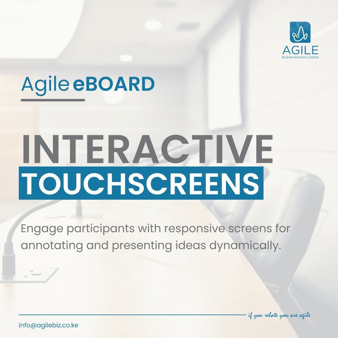 AgilebizKE's tweet image. ✨ Transform meetings into innovation hubs! 🚀
Engage, collaborate, and create with interactive touchscreens. 🖥️✍️

📧 Contact us: sales@agilebiz.co.ke

#EBoardSolutions #InnovationHub #InteractiveTouchscreens #DynamicCollaboration