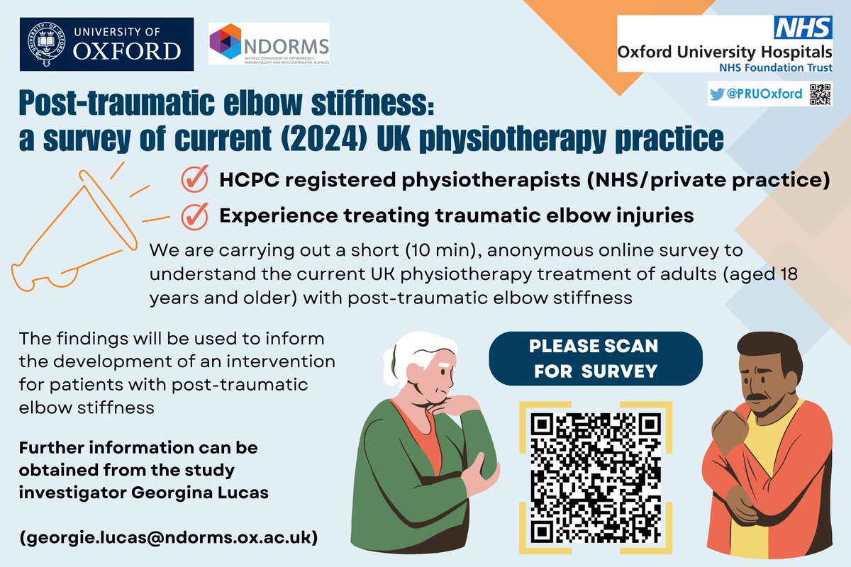 Only open for 2 more weeks!

Are you a physio with experience treating patients with post-traumatic elbow stiffness?  

Please complete our survey so we can learn more about current practice!

app.onlinesurveys.jisc.ac.uk/s/oxford/post-…