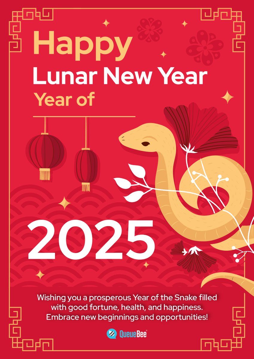 Im_QueueBee's tweet image. Wishing everyone 𝗛𝗮𝗽𝗽𝘆 𝗟𝘂𝗻𝗮𝗿 𝗡𝗲𝘄 𝗬𝗲𝗮𝗿! 🧧
May the Year of the Snake brings you and your family wisdom and success in all your endeavours! 

Visit our websites at:
queuebeesolution.com
queuebee.co.id
queuebee.com.hk
queuebee.com.sg