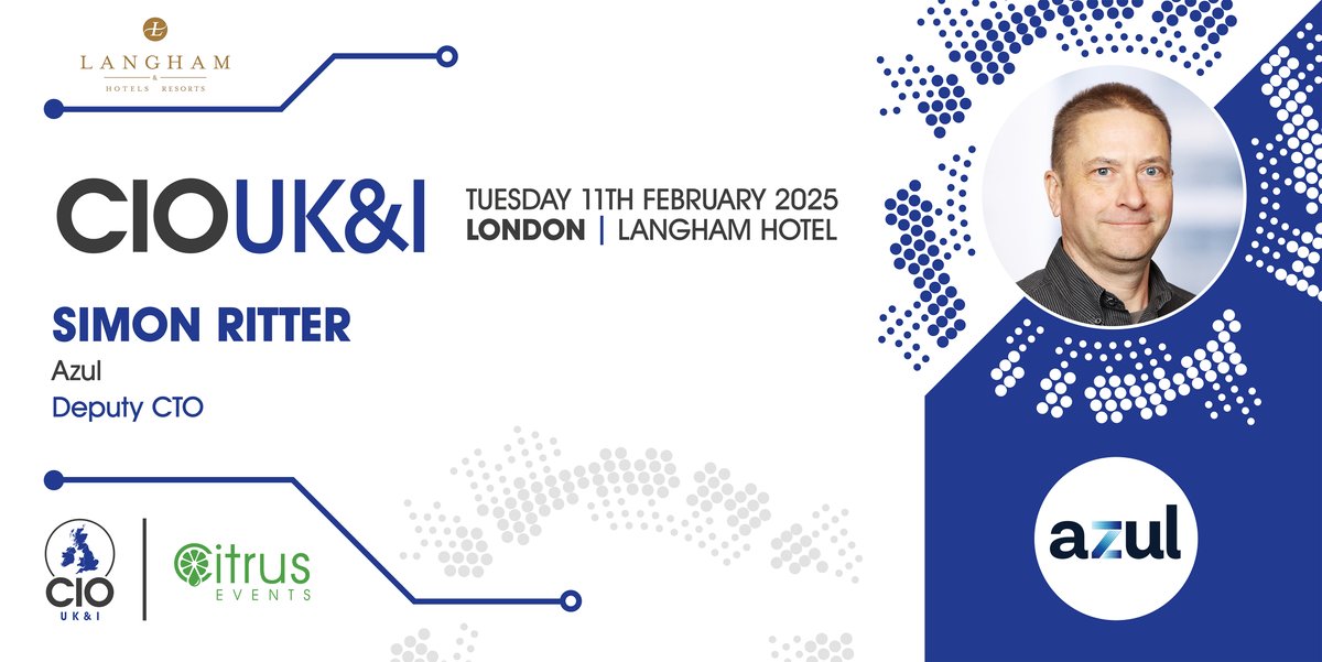 AzulSystems's tweet photo. ๐ Excited to kick off 2025 in style!
Join Azul at the CIO UK&I Event on February 11th at the Langham Hotel, London.
For more information and to register, visit https://t.co/daUxrzLEGi.
#Java #CIOevent #UKI https://t.co/tOU0cuCrfh