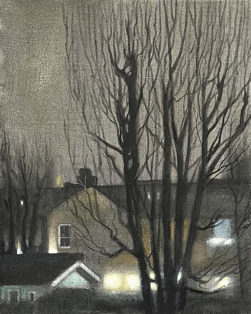 Night Lights in Suburbia: acrylic on canvas