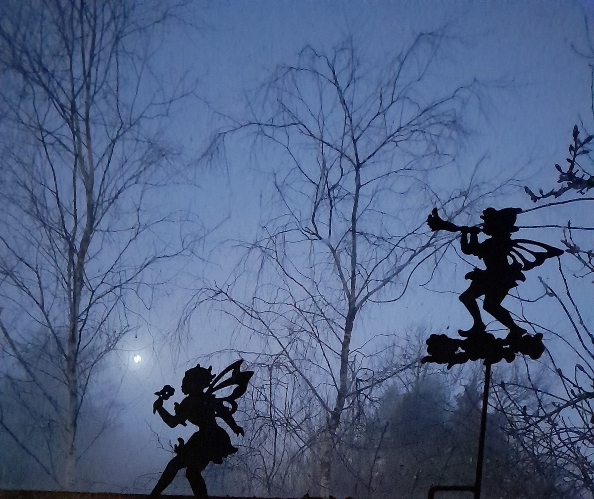 Faeryworkshop's tweet photo. Faeries dancing under the misty moon this morning!

#Faeries #magical #moon #dawn #newpost https://t.co/ake33p6owZ
