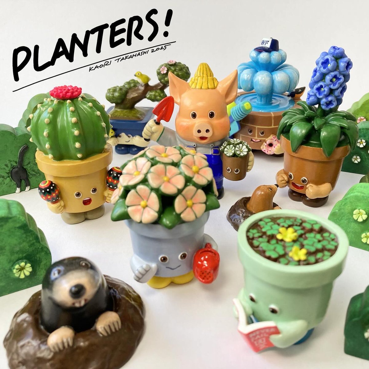 タカハシカオリ】 石塑粘土 私は植物愛好家のトニー🐷と、その周りの