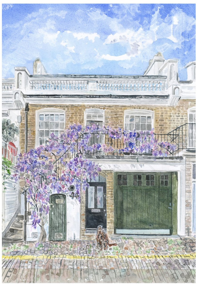 nickyjackart's tweet photo. A pretty capture of #wisteria here on this #hollandparkmews #homeportrait #london #watercolour https://t.co/2baykR5Scr