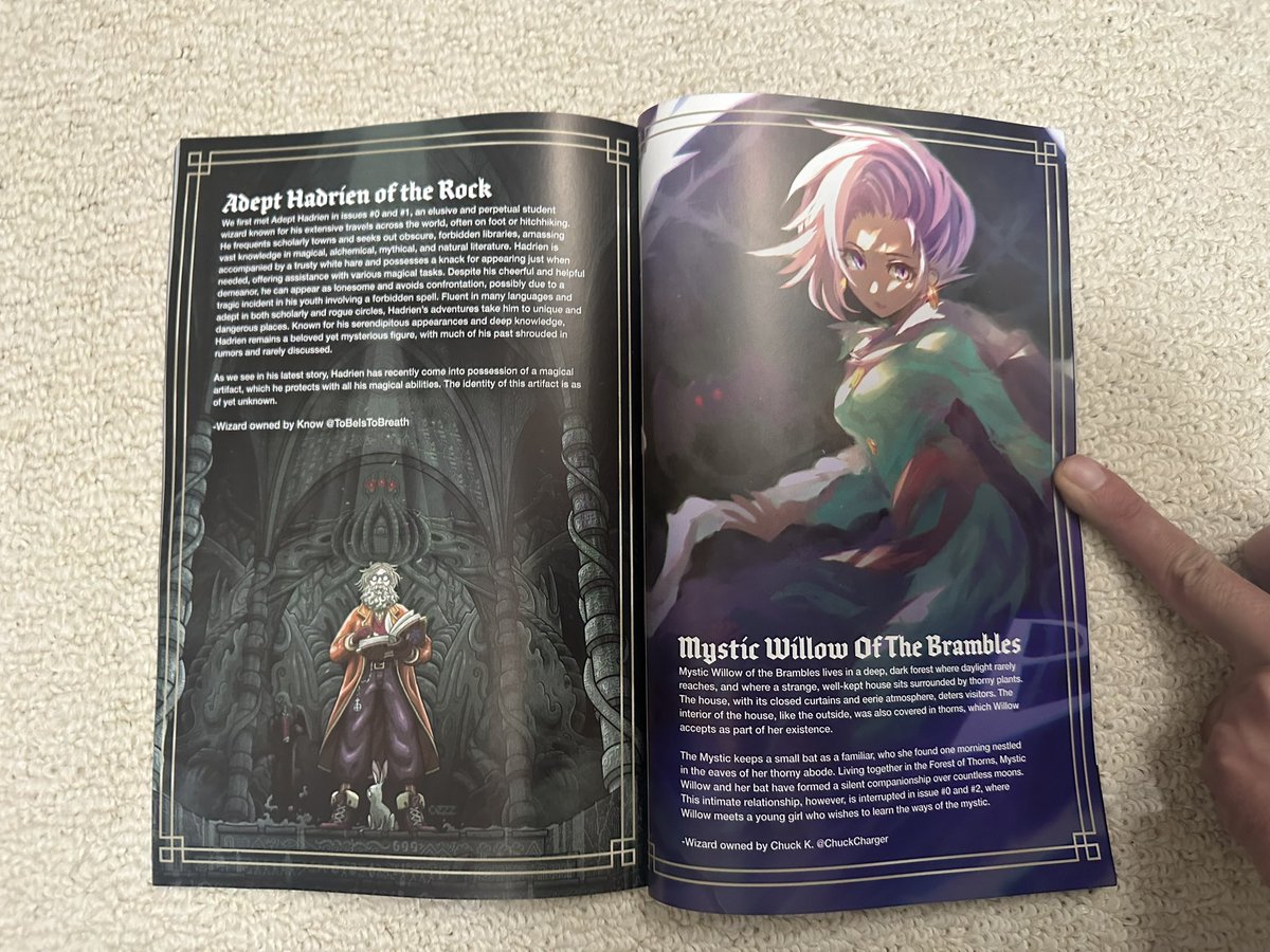 Comic book has arrived! Entire book is fully colored and each individual page is extremely beautiful!😍Also, the wizard intro page featuring community made artwork is so nice! (Willow’s artwork in the 2nd pic is drawn by <a href="/suisa_ra/">suisa(水sa)</a> )
So satisfying!✨