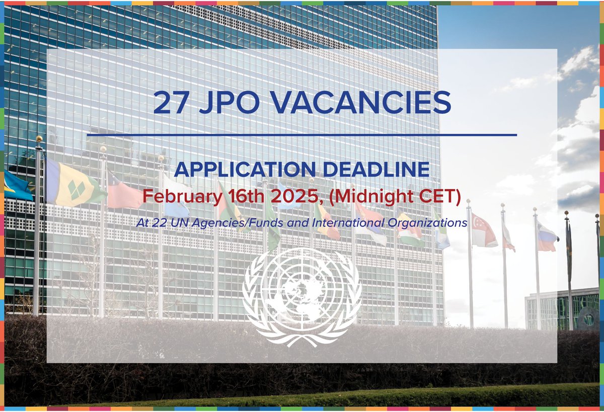 opportunitiesfy's tweet image. 🌍 Germany is sponsoring 27 Junior Professional Officer (JPO) positions in UN agencies—an amazing chance to grow your career &amp;amp; contribute to the #SDGs! 🕒 Apply by Feb 16, 2025: Link wp.me/p23f03-csM

#InternationalDevelopment #JPO #YouthOpportunities