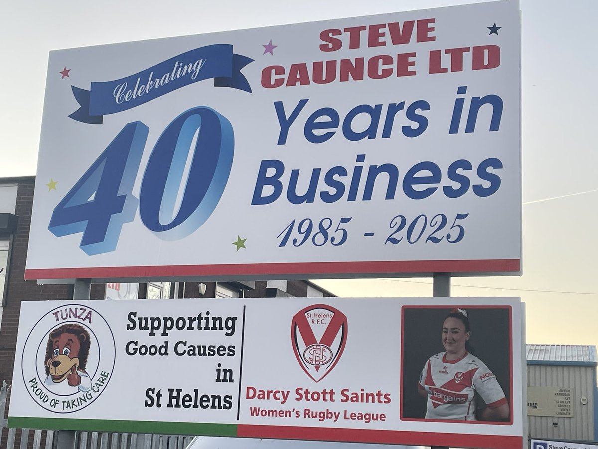 steve_caunceLtd's tweet photo. #40years in business 👏🏻 @StottDarcy @saints1890women #proudsponsor @TunzaLion https://t.co/9dNGJLXU9J
