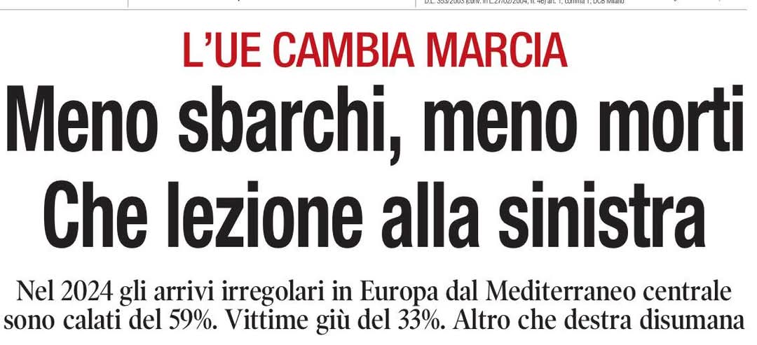 luciomoretti70's tweet photo. Clamoroso!!!!!
Se gli sbarchi dimunuiscono diminuiscono anche i morti in mare.
Nel 2024, con un calo del 60% degli arrivi si riscontra un calo del 33% delle vittime.
Va a finire che i disumani sono altri... https://t.co/w9pjFP28Fw