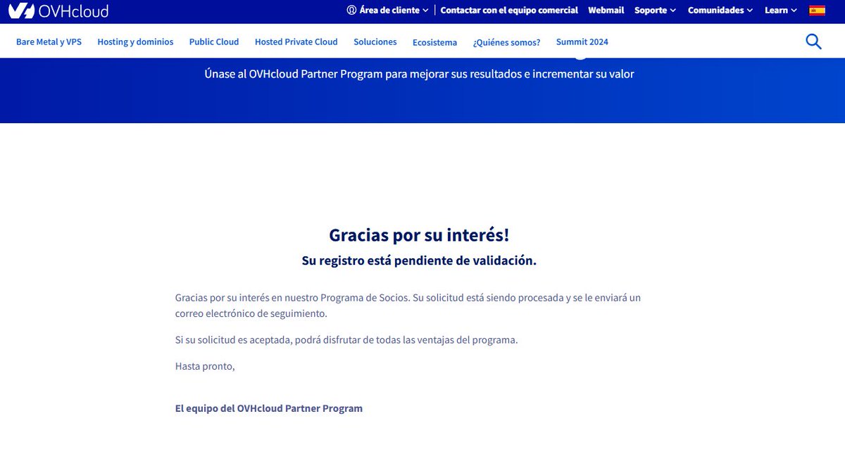 Amigos de <a href="/OVHcloud_ES/">OVHcloud España</a>, voy a hacer un super sorteo en mis redes sociales y uno de los premios va a ser 1 año de uno de vuestros VPS.

Llevo meses recomendando a personas de mi comunidad vuestros VPS.

He aplicado a partner.
Solo espero un: Si quiero 💍
🙏 Gracias 😊