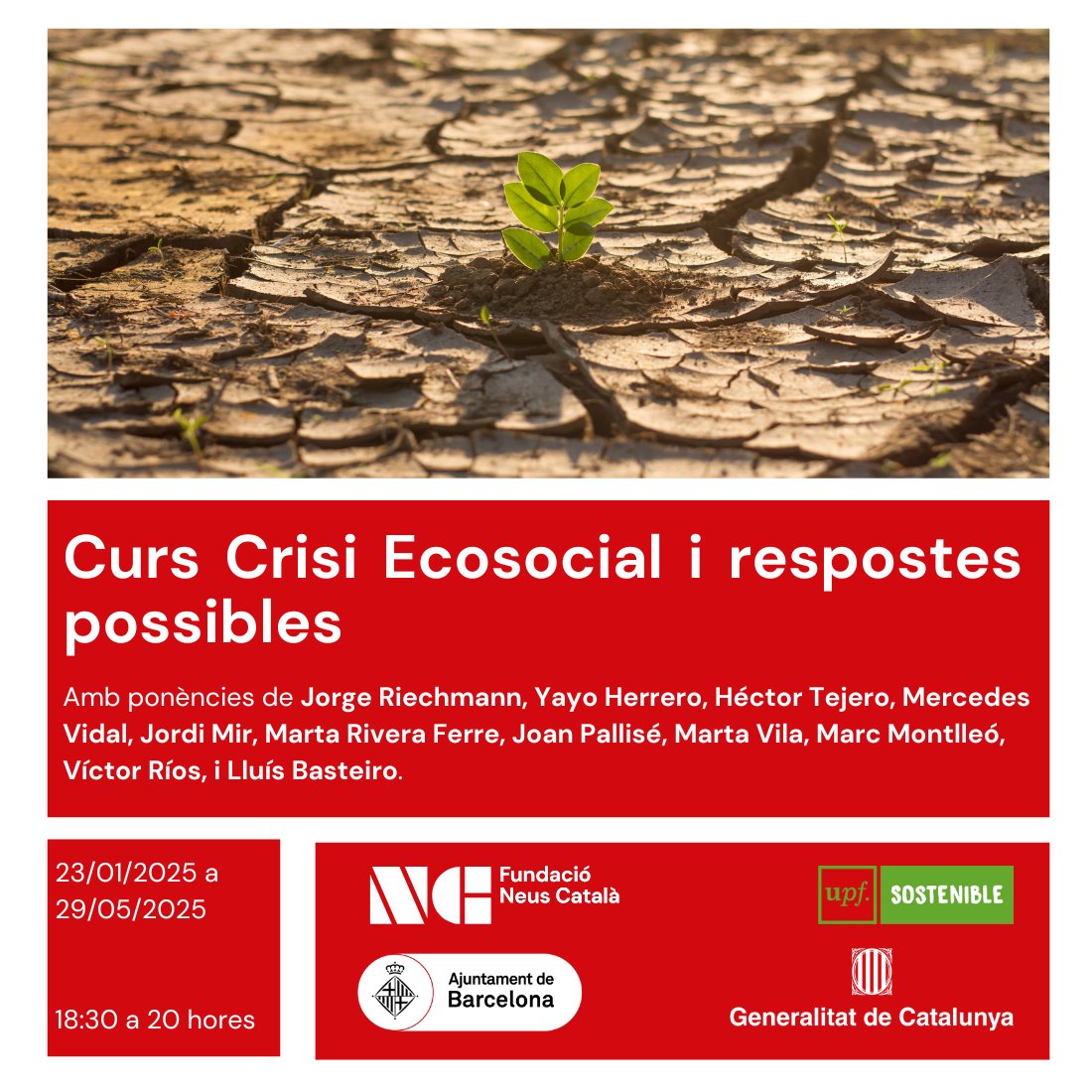 🤔 Quina relació manté el model econòmic i social amb l'emergència climàtica?

🍃 En l'any del centenari del naixement de Manuel Sacristán, organitzem conjuntament amb @UPFSostenible el curs “Crisi Ecosocial i respostes possibles”.

🧵 Breu fil d'explicació! 👇