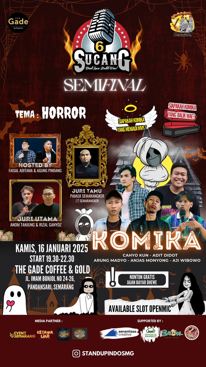 Nanti malem sobat kocak om bakal ngomongin yang horor horor di malam jumat ni sob,kira kira nanti siapa yang bakal kesurupan ya😱😱