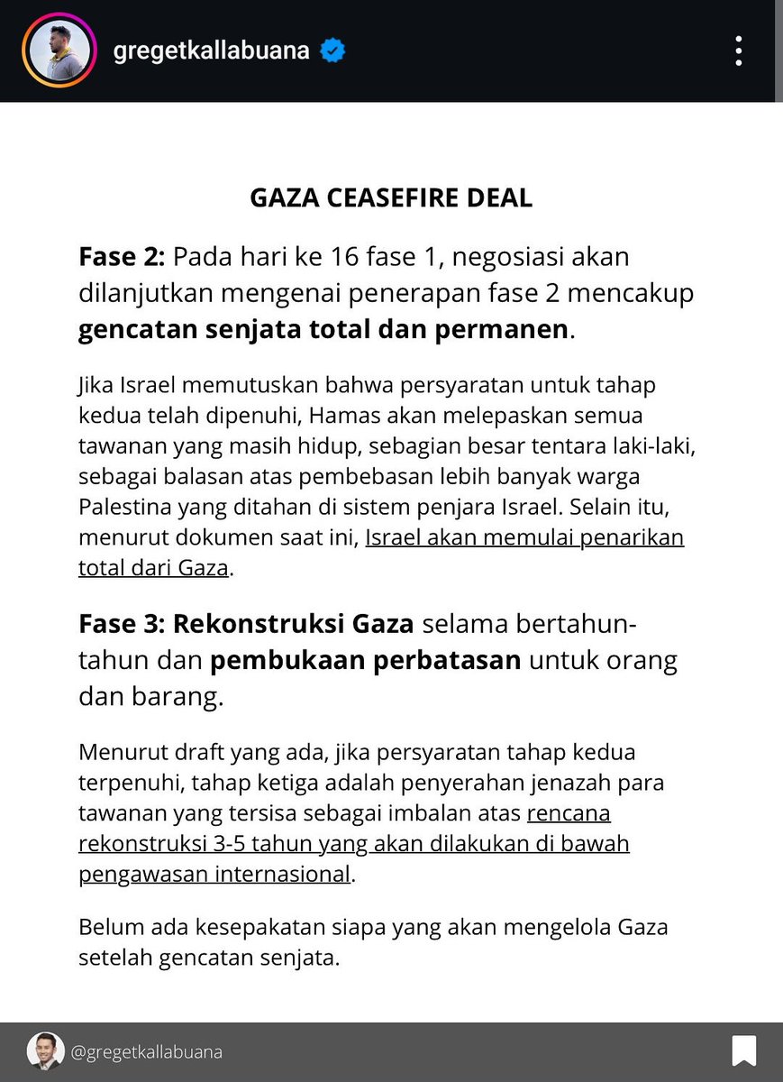 vyramari's tweet photo. @tanyarlfes Btw, BELUM gencatan senjata yaa.. Masih baru hari Minggu nanti dilakukan gencatan senjatanya. Itupun masih fase 1, yaitu gencatan senjata sementara selama 16 hari. Setelah 16 hari, baru ada pembahasan lagi ttg fase ke-2, gencatan senjata permanen. Yang BELUM pasti.
TETAP BOIKOT! https://t.co/aZ3mn38SFf