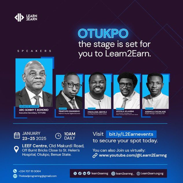 Khanstilldayy's tweet photo. Guys lock in this year with #Learn2EarnNG they teach digital skill program where you earn while learning!!
They have an event on the 23rd-25th of this month taking place at Otukpo Benue State, 10am!
Link to get a sit: https://t.co/irdscTUjXW
visit: https://t.co/AV0qlFrKMG https://t.co/odwabwcQtf