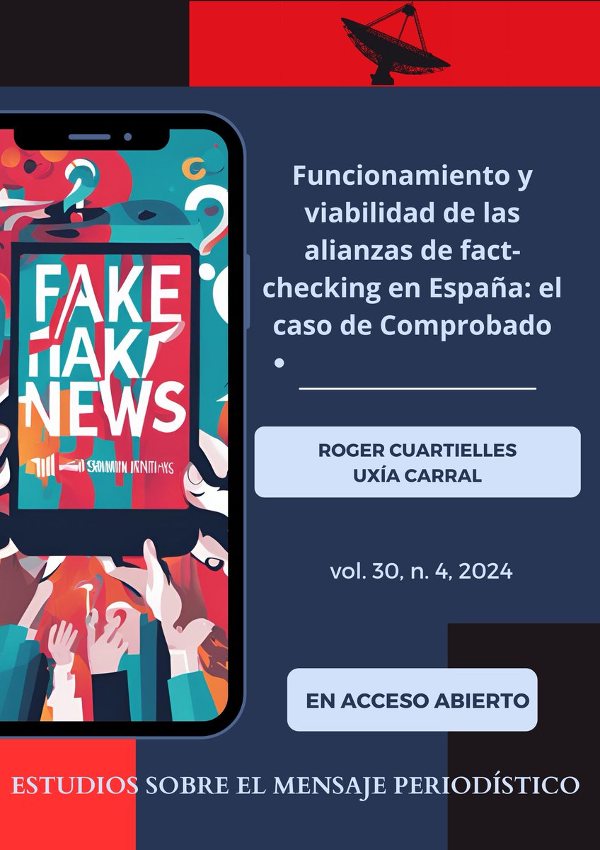 Estudios sobre el Mensaje Periodístico (@emperiodistico) on Twitter photo 💡Funcionamiento y viabilidad de las alianzas de fact-checking en España: el caso de Comprobado
✏️<a href="/r_cuartielles/">Roger Cuartielles</a>, de <a href="/UPFBarcelona/">UPF Barcelona</a>, y <a href="/UxiaCarral/">Uxía Carral</a>, de <a href="/uc3m/">UC3M</a>
🛠️Entrevistan a los miembros de la alianza española de fact-checking electoral Comprobado 1/2 💡Funcionamiento y viabilidad de las alianzas de fact-checking en España: el caso de Comprobado
✏️<a href="/r_cuartielles/">Roger Cuartielles</a>, de <a href="/UPFBarcelona/">UPF Barcelona</a>, y <a href="/UxiaCarral/">Uxía Carral</a>, de <a href="/uc3m/">UC3M</a>
🛠️Entrevistan a los miembros de la alianza española de fact-checking electoral Comprobado 1/2