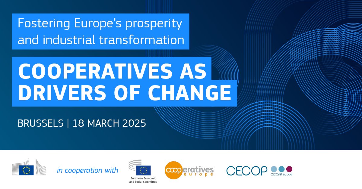 CECOP (@cecop_coops) on Twitter photo 📢CECOP is cooperating with <a href="/EU_Commission/">European Commission</a> alongside <a href="/CoopsEurope/">Cooperatives Europe</a> and <a href="/EU_EESC/">European Economic and Social Committee</a> in organising the conference “Fostering Europe’s Prosperity and Industrial Transformation: Cooperatives as Drivers of Change”
📅 18 March │ 08:30 - 17:30
📍Brussels
Register👉tinyurl.com/ycx5wyvk 📢CECOP is cooperating with <a href="/EU_Commission/">European Commission</a> alongside <a href="/CoopsEurope/">Cooperatives Europe</a> and <a href="/EU_EESC/">European Economic and Social Committee</a> in organising the conference “Fostering Europe’s Prosperity and Industrial Transformation: Cooperatives as Drivers of Change”
📅 18 March │ 08:30 - 17:30
📍Brussels
Register👉tinyurl.com/ycx5wyvk