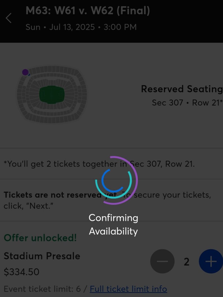 FansEvents_com's tweet photo. Las entradas para la fase eliminatoria de la Copa Mundial de Clubes de la FIFA 2025 estarán disponibles para todos los usuarios en Ticketmaster a partir de las 10 AM EST el 16 de enero, sin necesidad de un código de preventa. Durante la fase de preventa, dos días antes, los boletos para las gradas más altas tenían un precio mínimo de $300. Actualmente, los boletos de preventa tienen un precio de $613. Puedes ingresar puntualmente a las 10 AM EST; es posible que se abran nuevas secciones y encuentres boletos a un precio más bajo.
#mundialdeclubes