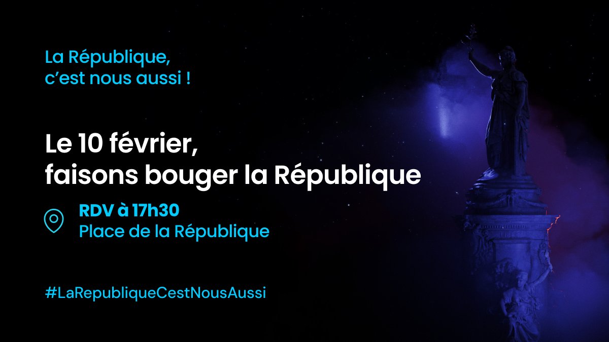 🚨Ensemble, mobilisons-nous pour une société inclusive !

Disons STOP à l’injustice qui prive encore des millions de personnes de leurs droits fondamentaux !

📌10/02 à 17h30 Place de la République - Paris - et dans vos régions

#LaRepubliqueCestNousAussi