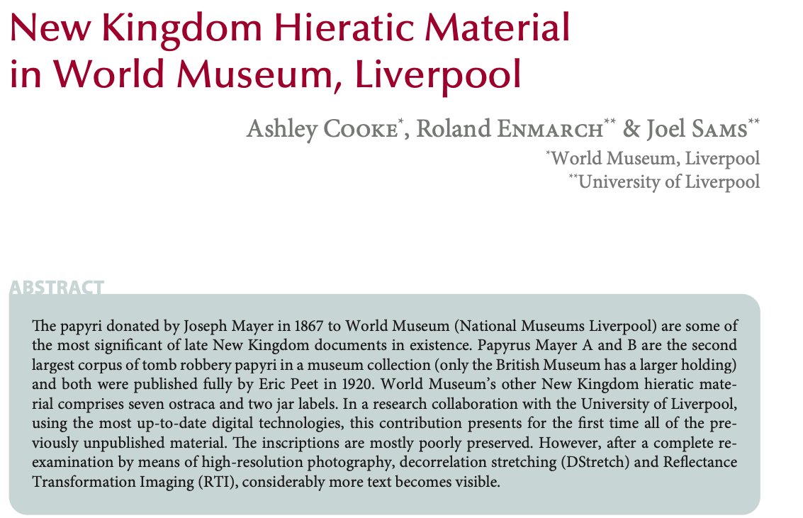 EgyptCurator's tweet image. 2nd volume of New Kingdom Hieratic Collections From Around the World is now out & includes a chapter for @World_Museum by me @JoelSams4 & Roland Enmarch @LivAncWorlds - read online for free! presses.uliege.be/wp-content/upl…