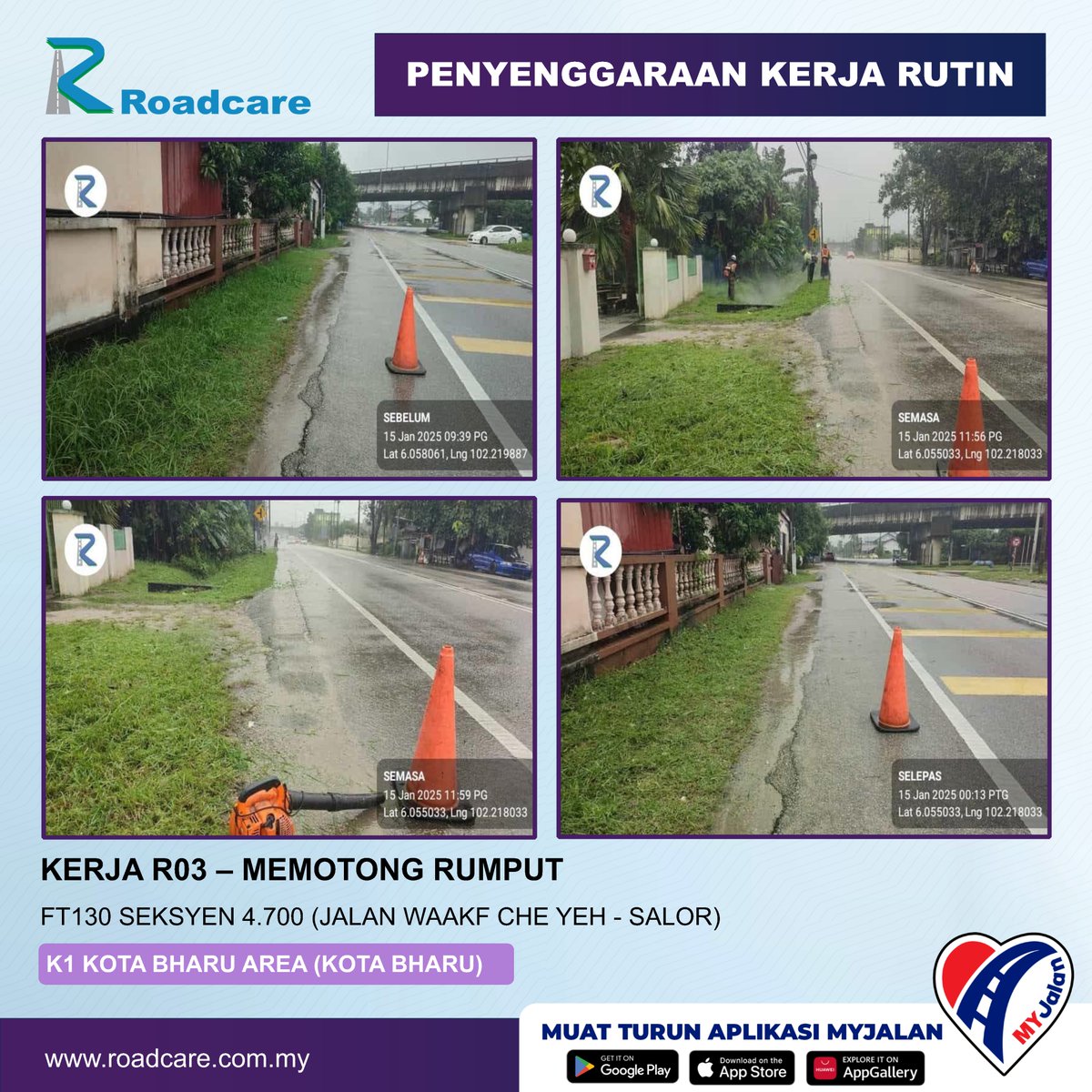 Penyenggaraan Rutin R03 #teamroadcare di laluan FT130 Jalan Wakaf Che Yeh - Salor
@JKRkotabharu
<a href="/JKRKelantan/">ᴊᴋʀ ɴᴇɢᴇʀɪ ᴋᴇʟᴀɴᴛᴀɴ</a>
<a href="/JKRMalaysia/">JKR Malaysia</a>
<a href="/Roadcare_HQ/">ROADCARE (M) SDN BHD</a>
<a href="/Roadcare_Kelntn/">ROADCARE WILAYAH KELANTAN</a>
