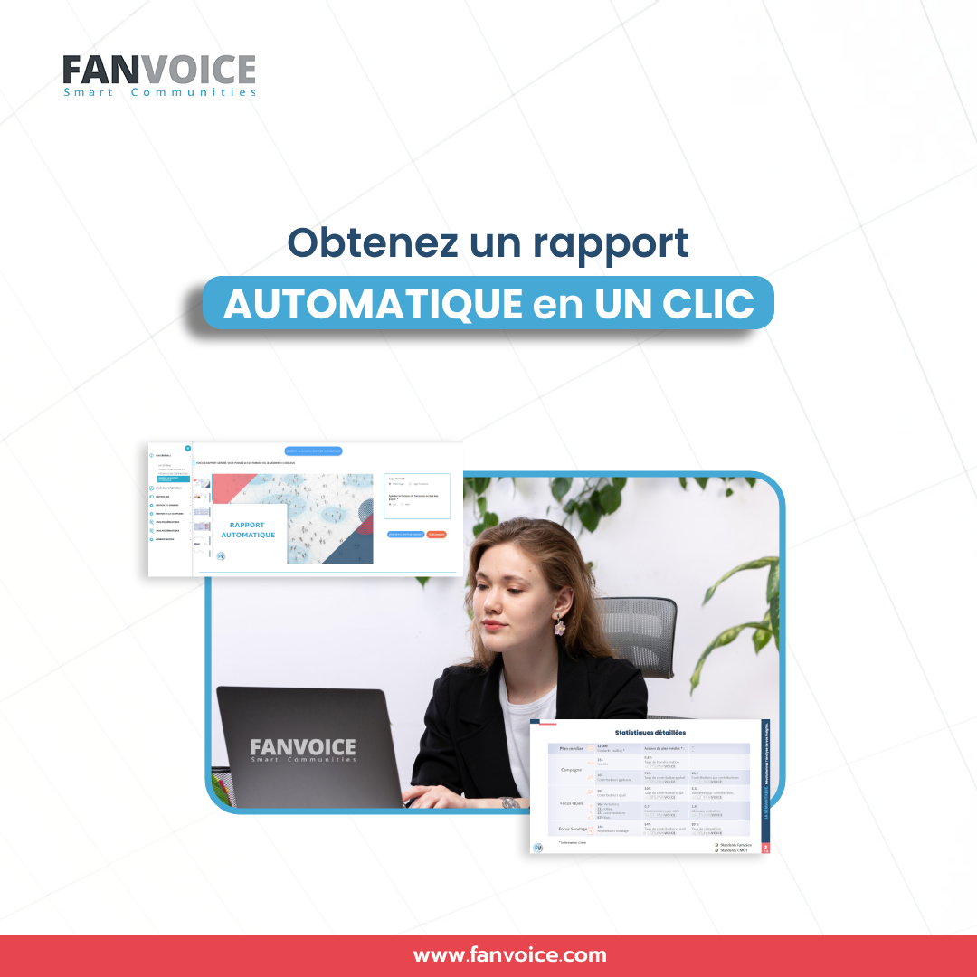 🔍Générez vos rapports de projet en un clic avec #Fanvoice.

Obtenez un #bilan rapide et précis, prêt à être partagé.
Identifiez des #insights exploitables dès les premières étapes.
Contactez-nous dès maintenant : sales@fanvoice.com