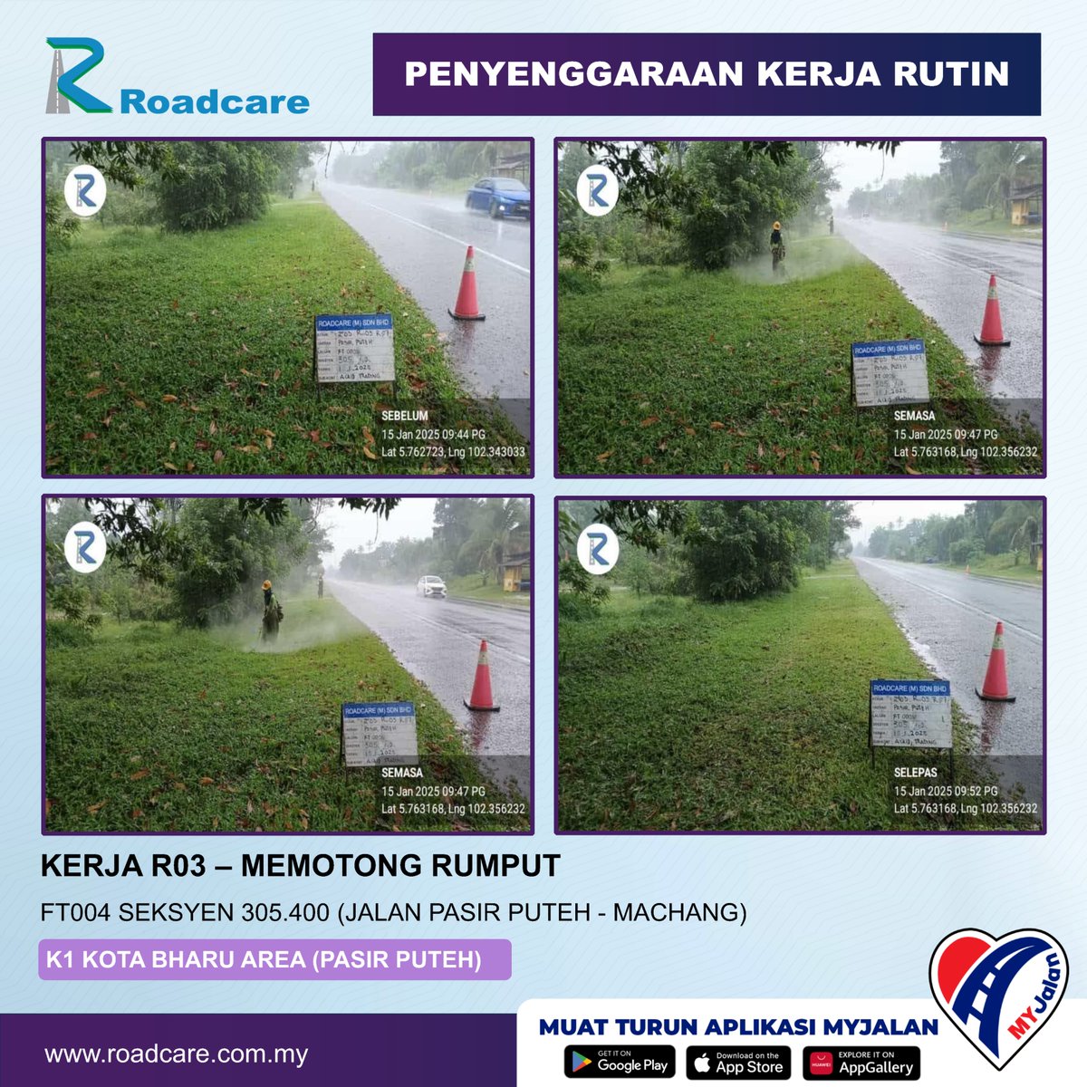 Penyenggaraan Rutin R03 #teamroadcare di laluan FT004 Jalan Pasir Puteh - Machang
@JKRPputeh
<a href="/BhgJalan_Kelate/">Bhg Jalan JKR Kelantan</a>
<a href="/JKRMalaysia/">JKR Malaysia</a>
<a href="/Roadcare_HQ/">ROADCARE (M) SDN BHD</a>
<a href="/Roadcare_Kelntn/">ROADCARE WILAYAH KELANTAN</a>
<a href="/ZTTCSFJ/">ZTT CSFJ</a>