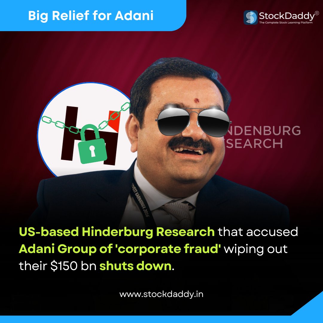 StockDaddyIn's tweet photo. Hindenburg Research, the US-based short-selling firm founded by Nate Anderson in 2017, has officially shut down. 

#HindenburgResearch #Adani https://t.co/2ZCw2QGcCX