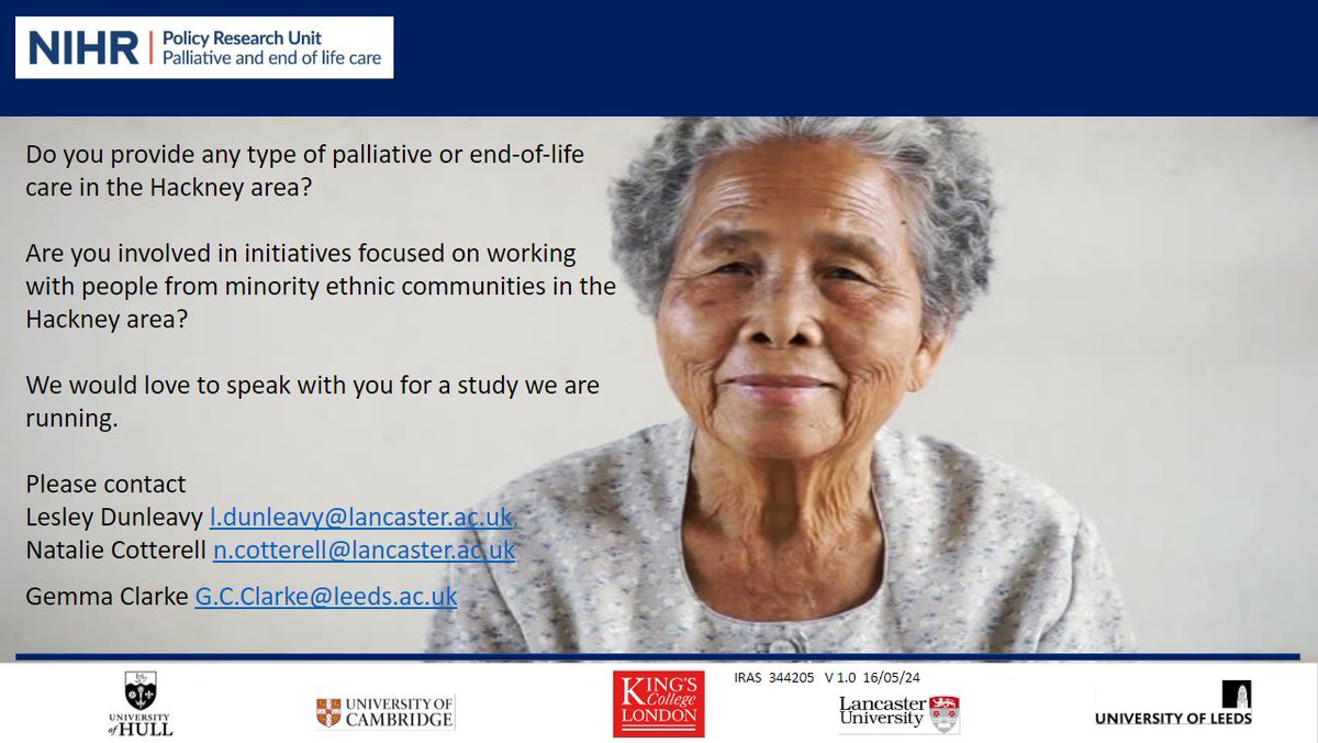 Do you work in the Hackney area? Do you provide any form of #palliativecare? Are you working with those from minority ethnic communities? Keen to hear from you! #hpm #hapc