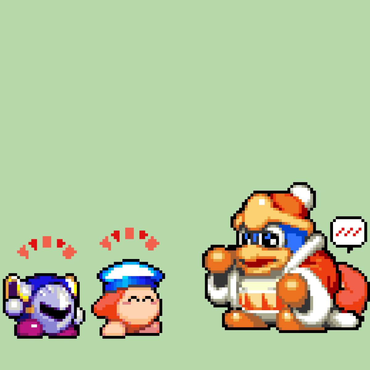 デデデ大王 ,カービィ ,メタナイト 「◆うれし はずかし あこがれのヒト」|でんでんむりのイラスト