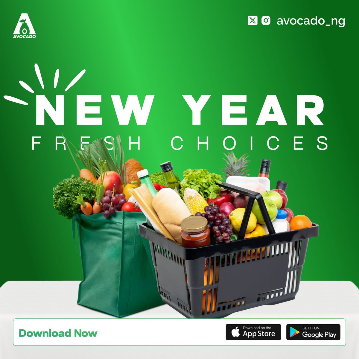 avocado_ng's tweet photo. Stock up on farm-fresh produce and groceries to kickstart your goals this January.

Place your order today, and we'll bring the freshness right to your door! 🚛✨ 

#FreshProduce #AvocadoNG https://t.co/3uj5dVREcw