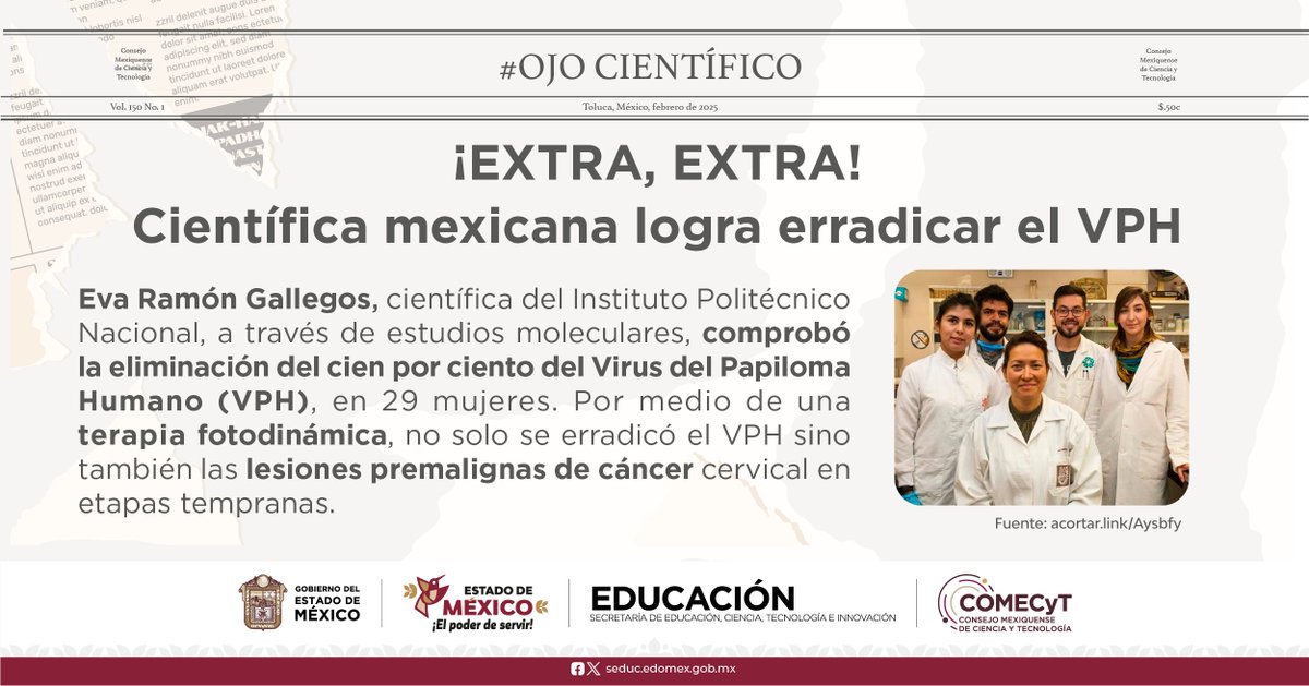 ¡Orgullo mexicano!

Eva Ramón Gallegos es originaria de San Juan Bautista Tuxtepec, Oaxaca e hizo historia al erradicar al 100% el Virus del Papiloma Humano en 29 mujeres. Avance crucial en la lucha contra un virus que afecta a millones de personas en el mundo.

 #ElPoderDeServir