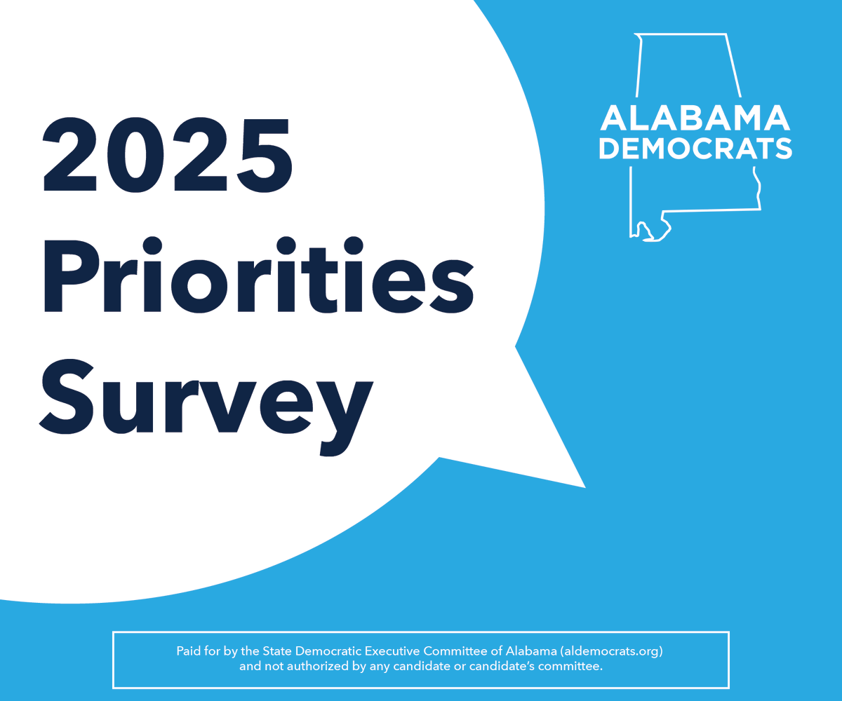 aldemocrats's tweet photo. 2025 is here, and we’re ready to build on the progress we made as Alabama Democrats in 2024. There's one thing we need to make sure we get right: hearing from you.

Please, take a moment to fill out our survey and share your priorities for 2025!

https://t.co/69iBSqoxHI https://t.co/fb0HgolryW