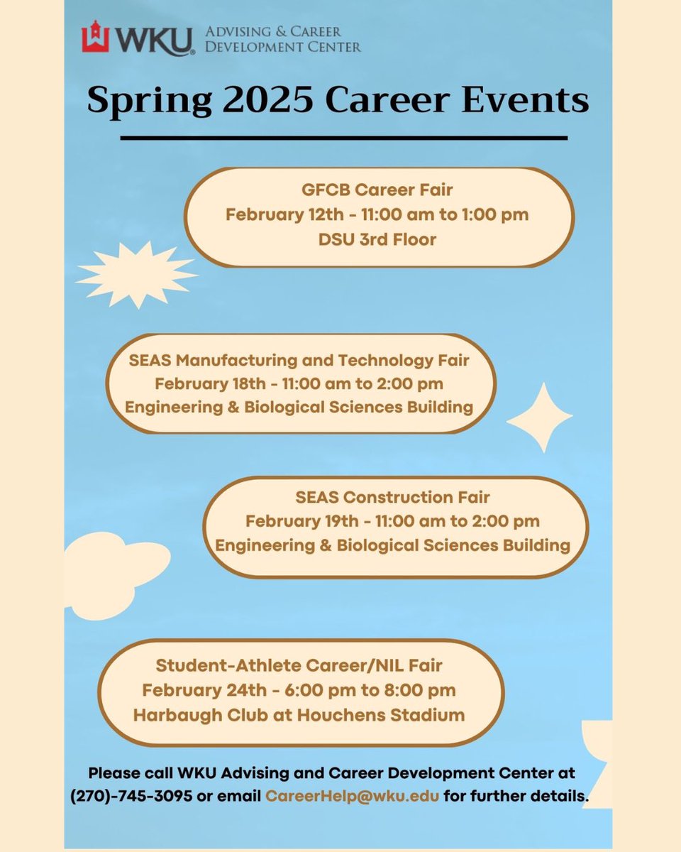 wkuacdc's tweet photo. 🎓Ready to jumpstart your career? Check out these upcoming career events! https://t.co/sI6WICupPG