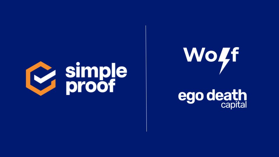 Simple Proof (@realsimpleproof) on Twitter photo Proud to announce Pre-Seed Investment from <a href="/egodeathcapital/">ego death capital</a> and <a href="/_WolfNYC/">🐺 Wolf ⚡</a>. This investment will help grow our presence in the USA, upholding information integrity through #Bitcoin and <a href="/opentimestamps/">OpenTimestamps</a> at a key moment in human history.
Read the full press release here: Proud to announce Pre-Seed Investment from <a href="/egodeathcapital/">ego death capital</a> and <a href="/_WolfNYC/">🐺 Wolf ⚡</a>. This investment will help grow our presence in the USA, upholding information integrity through #Bitcoin and <a href="/opentimestamps/">OpenTimestamps</a> at a key moment in human history.
Read the full press release here:
