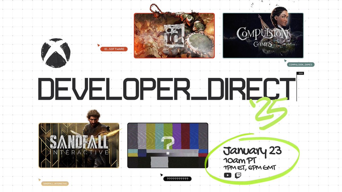 IGN's tweet photo. Xbox's big #DeveloperDirect is happening now!

Follow along here for updates on DOOM: The Dark Ages, South of Midnight, Clair Obscur: Expedition 33, Ninja Gaiden 4, and so much more: https://t.co/cybtlOrS8w https://t.co/TZl2CH3Hep