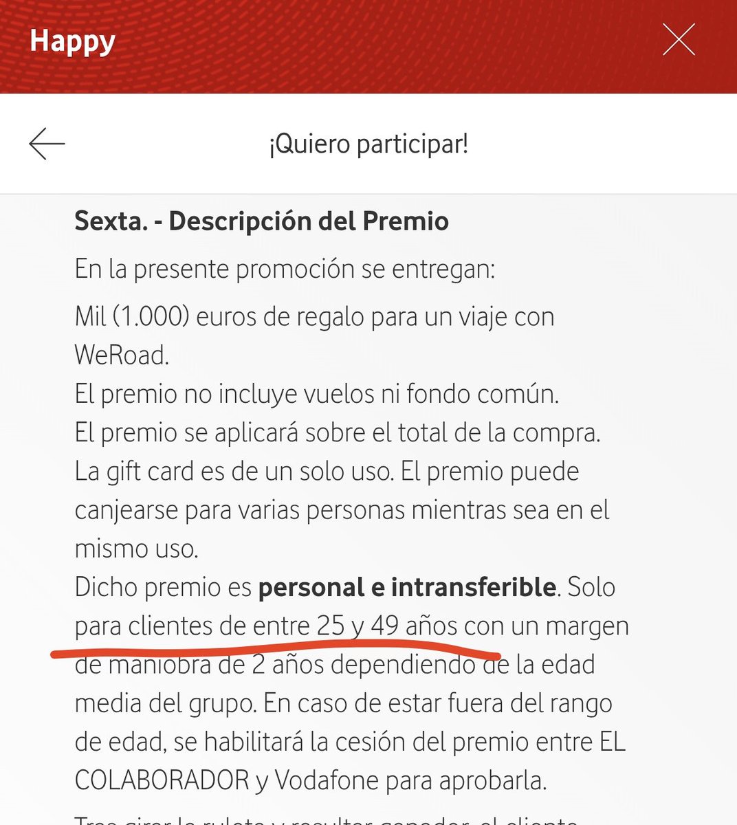 PabloJPozaPro's tweet photo. Gracias, @vodafone_es por considerar que a mis 52 años no me puedo beneficiar de una promoción en la que me habéis invitado a participar. Si queréis discriminar a vuestros clientes en función de su edad, al menos segmentad la base de datos para que no reciba la invitación. https://t.co/9hycAtLKps