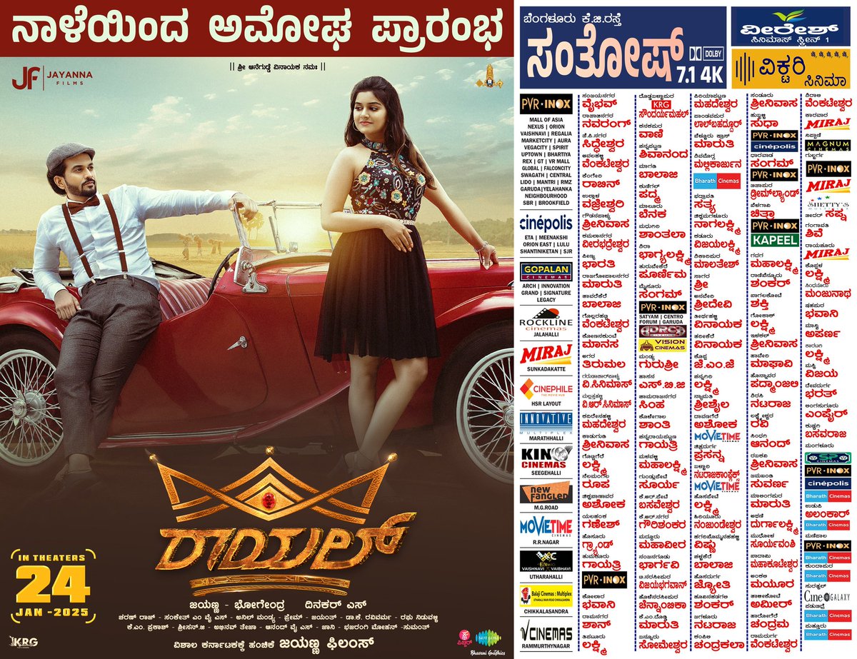 pradeepkulal123's tweet photo. ⭐ ಡೈರೆಕ್ಟರ್ "ದಿನಕರ್ ತೂಗುದೀಪ" ರವರ ನಿರ್ದೇಶನದ "ವಿರಾಟ್ & ಸಂಜನಾ ಆನಂದ್" ರವರ ಅಭಿನಯದ ಬಹುನಿರೀಕ್ಷಿತ "ರಾಯಲ್ " ಸಿನಿಮಾ ನಾಳೆಯಿಂದ ಅಮೋಘ ಪ್ರಾರಂಭ 🔥🎞
ಶುಭವಾಗಲಿ #Royal @dinakar219 @JayannaFilms @viraat_official @itssanjanaanand @RaghuMukherjee @chayasingh16
Best Wishes #DBoss @dasadarshan #DFanz https://t.co/sw3ylPngcf