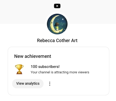 You got me to 100 subscribers on Youtube, THANK YOU!
With nearly 2k followers on X can I ask a few more of you to subscribe? youtube.com/@rebeccacother 
It's only YouTube's version of following a page, nothing more. If I can get to 1k YouTube will start paying me.  🙏💕 

#artwork