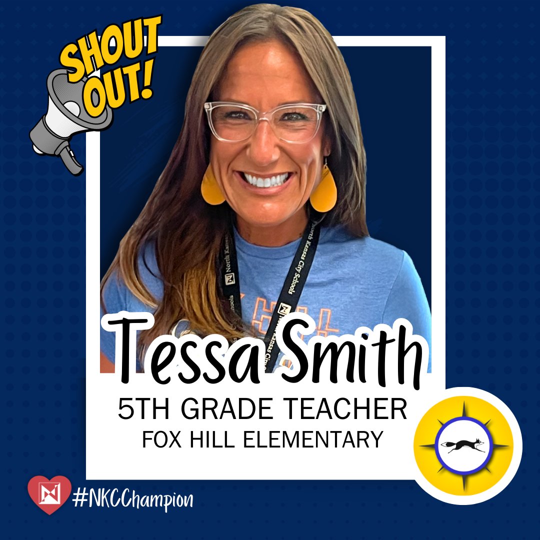 NKCSchools's tweet photo. SHOUT OUT to Tessa Smith, a 5th grade teacher at @FH_NKCSD! Tessa is an #NKCChampion who builds strong relationships with her students and supports her teammates. She holds high standards while creating a positive and caring environment. Thanks for all you do, Tessa! https://t.co/4H7Z3hfT0e