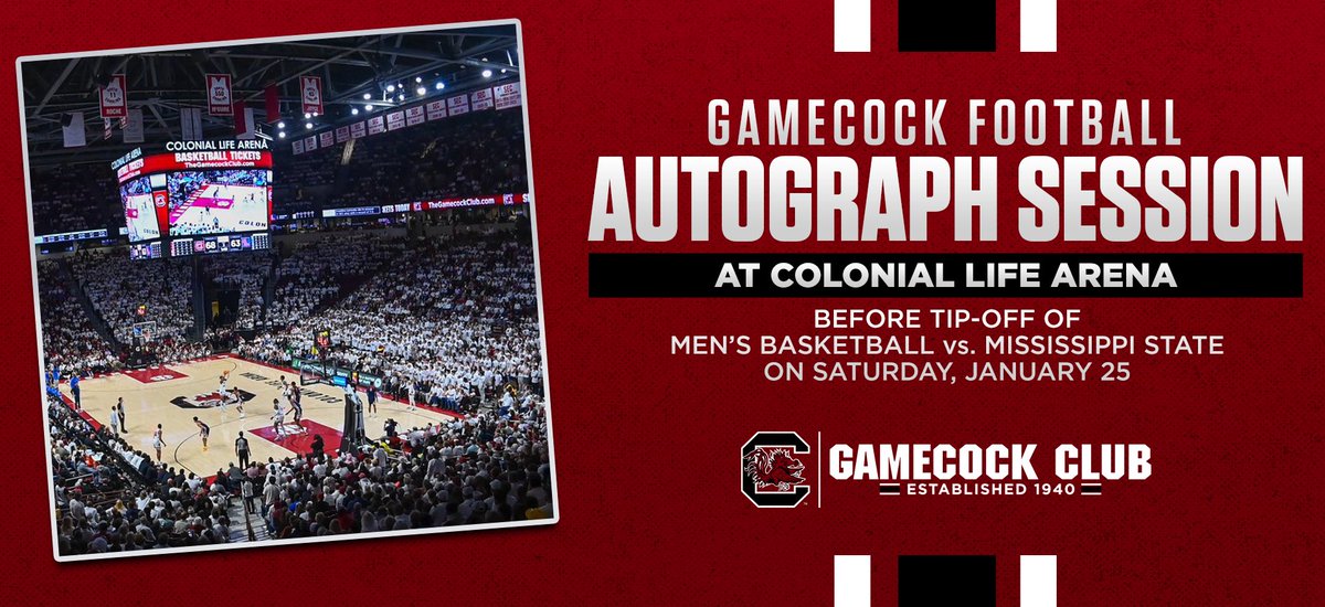 I want to see all of #Gamecocks Country at <a href="/CLAmktg/">Colonial Life Arena</a> on Saturday for <a href="/GamecockMBB/">South Carolina Men's Basketball</a> Be sure to arrive early, I'll be on the concourse with <a href="/GamecockFB/">South Carolina Football</a> signing autographs before the game!

ticketmaster.com/artist/889316?…