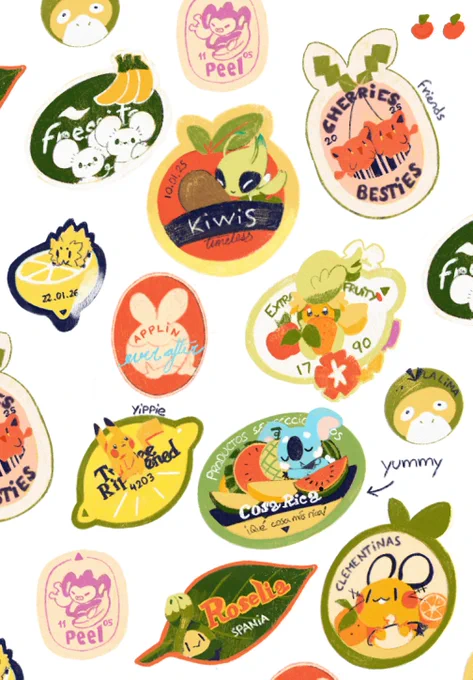 Pokemon Fruit stickers 🍒🍋🍊 