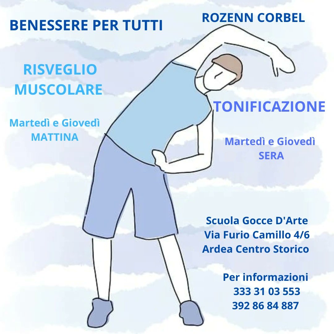 Per tutti gli Adulti, uomini e donne che vogliono mantenersi in forma per il proprio benessere, vi aspetto Martedì e Giovedì sia la mattina per Risveglio Muscolare, che la sera per Tonificazione.
#risvegliomuscolare #tonificazione #benessere #adulti #lezionicolletive #movimento