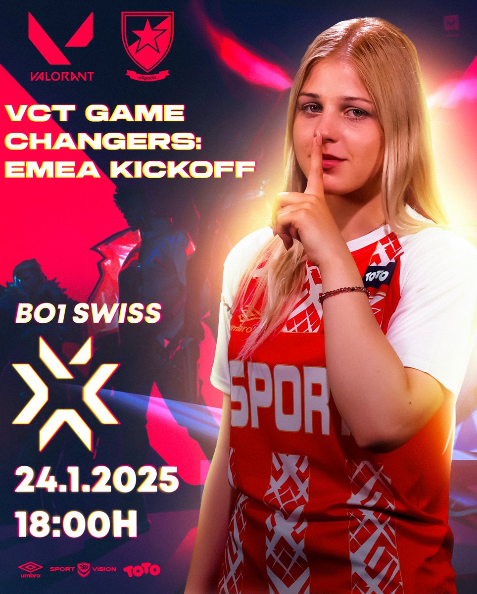 🔥 VCT Game Changers: EMEA Kickoff 🔥

Наш женски Валорант тим играће квалификације за највећу европску лигу! 💪

Мечеви, почев од петка, НЕЋЕ бити емитовани на нашим каналима, већ на TikTok и Twitch каналу "@
leksa17tv"! 🎥

📅 Почетак - Петак 24.1. у 18:00h
🎮 Формат – BO1