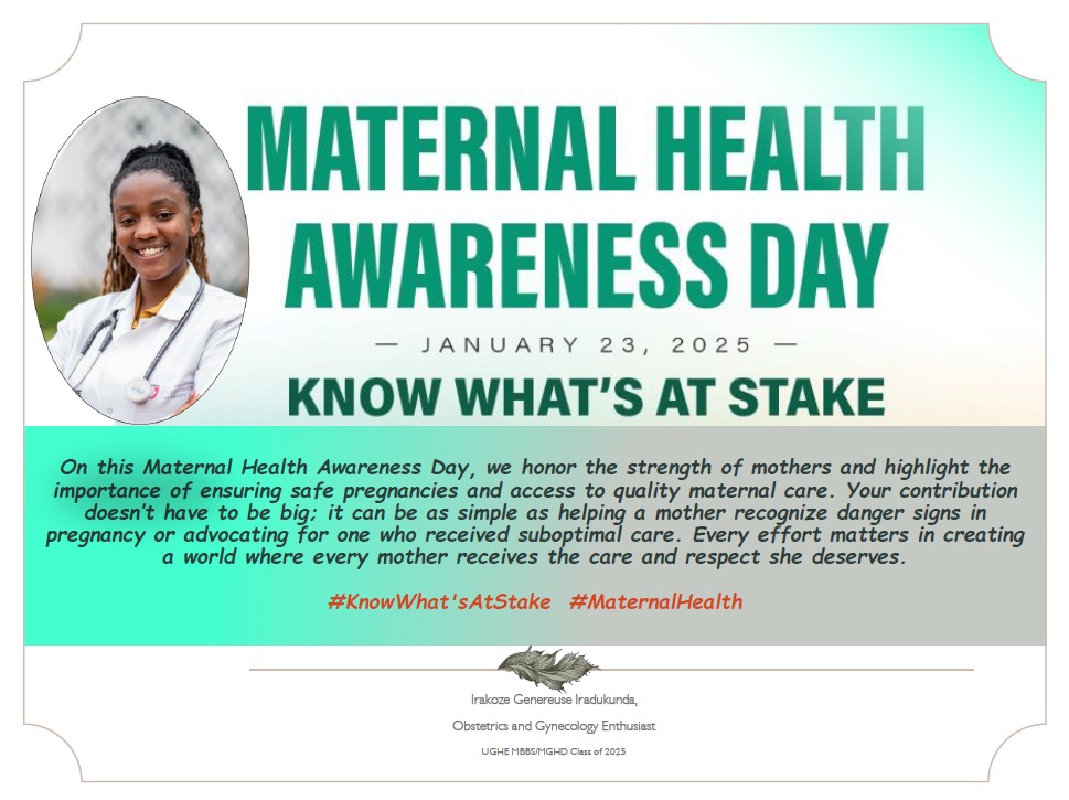 #MaternalHealthAwarenessday2025, Every effort matters in creating a world where every mother receives the care and respect she deserves. #KnowWhatsAtStake #MaternalHealth <a href="/rsog_rwanda/">RSOG</a> <a href="/acog/">ACOG</a>