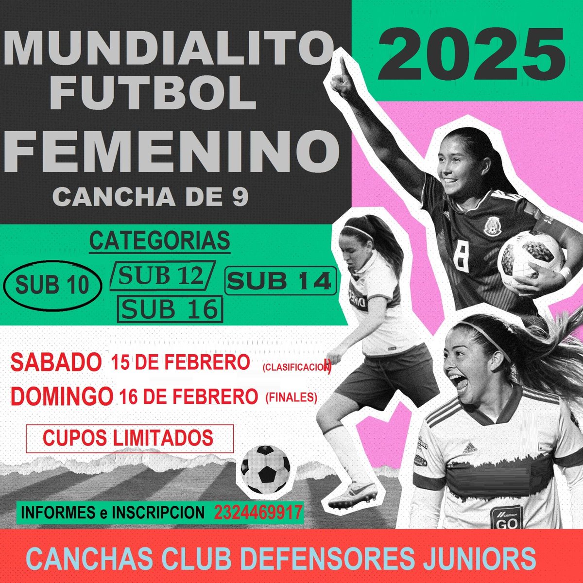 Mundialito de fútbol femenino en Defensores Junior .
Sumate con  el Semillero de tu club 

el "Celeste". Es garantía de Organizar muy buenos eventos deportivos

No se pierdan de ser parte de esta gran Competencia