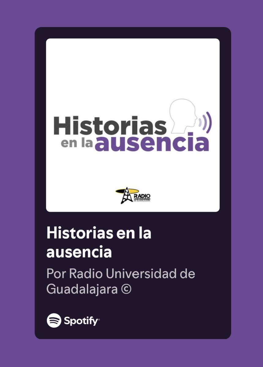 Nuestra <a href="/RadioUdeG/">Radio Universidad de Guadalajara</a> está estrenando el podcast "Historias en la Ausencia", un espacio donde, con gran profesionalismo, se contarán las historias de personas que tristemente aún no han regresado a casa. El primer episodio ya está disponible. 

¡Felicidades a todo el equipo por este